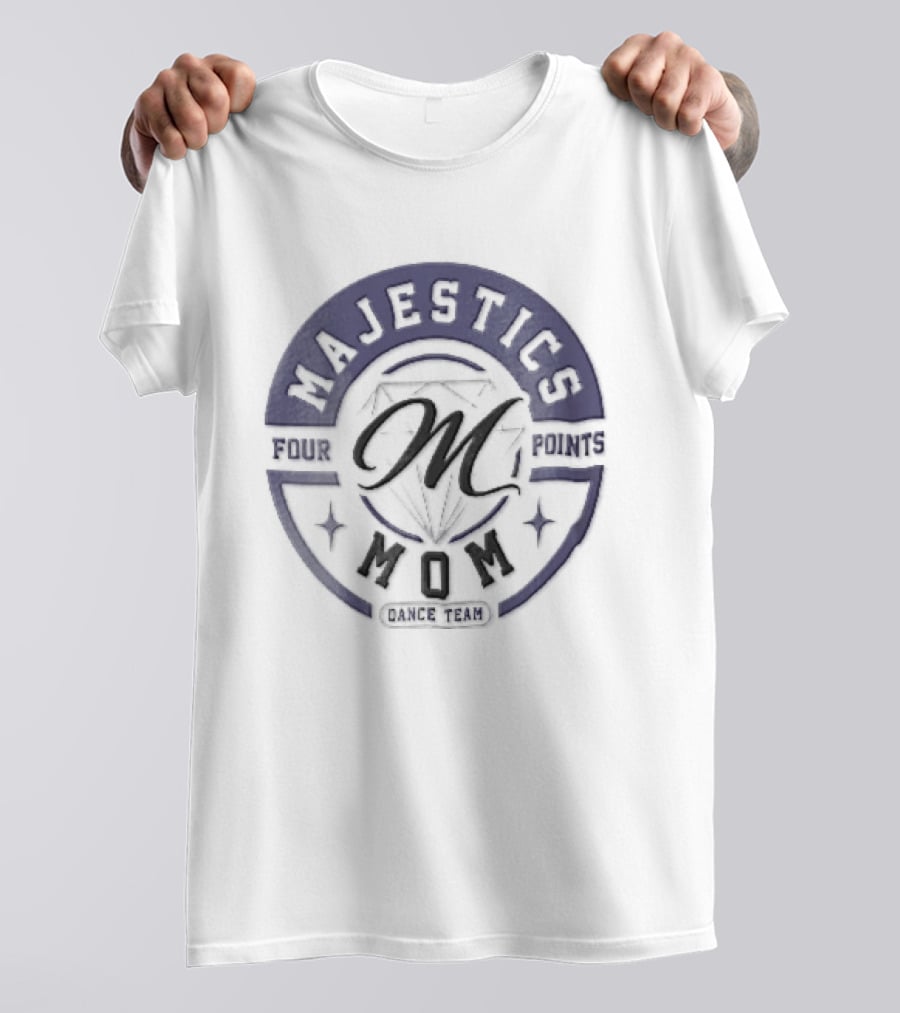 Majestics Mom Dance Team Cursive M Diamond Circle T-Shirt