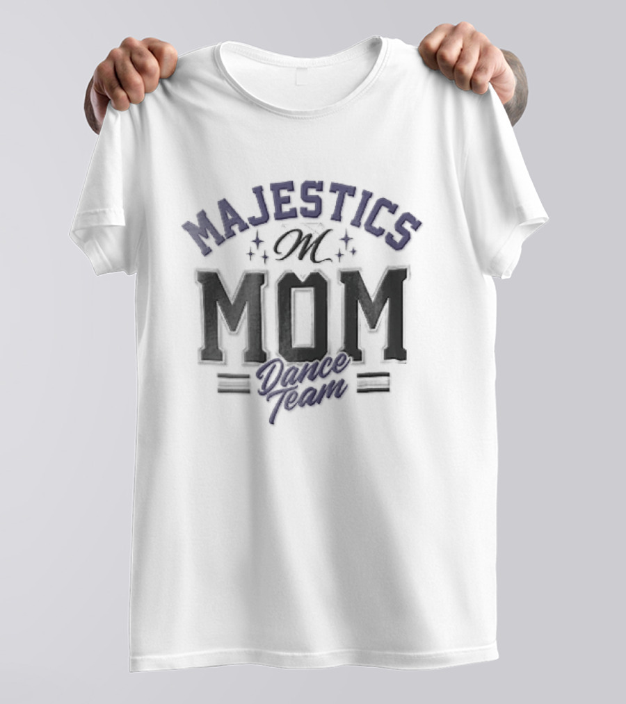 Majestics Mom Dance Team Sparkling Script Letter M T-Shirt
