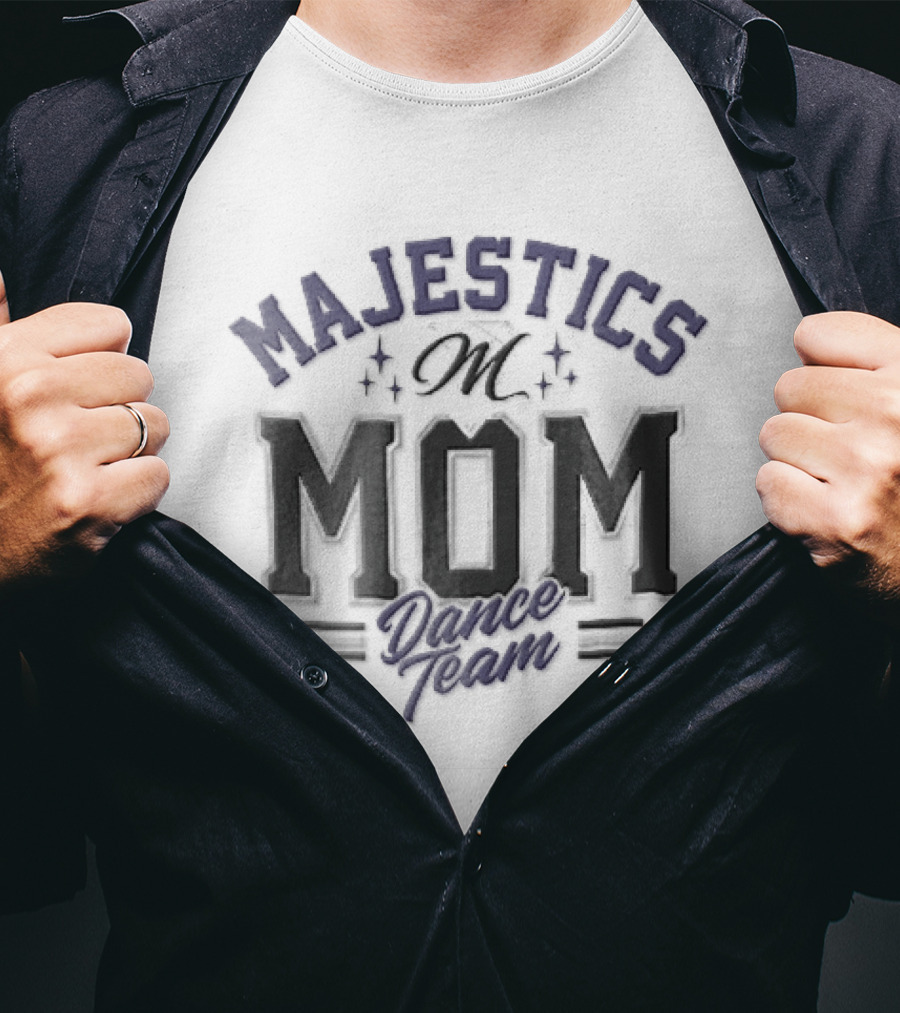 Majestics Mom Dance Team Sparkling Script Letter M T-Shirt