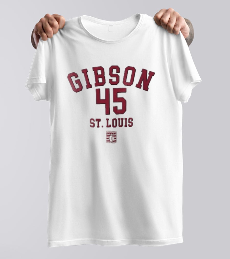 Gibson 45 St Louis Baseball Hall Of Fame 50th Anniversary T-Shirt