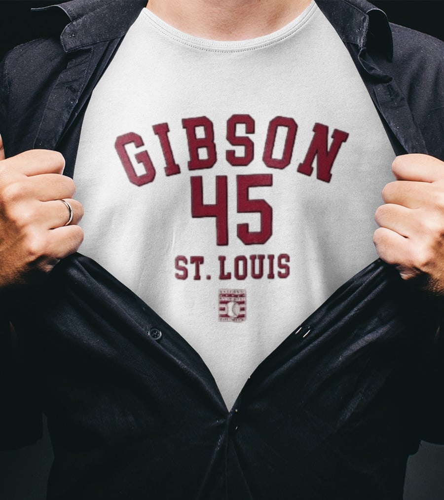 Gibson 45 St Louis Baseball Hall Of Fame 50th Anniversary T-Shirt