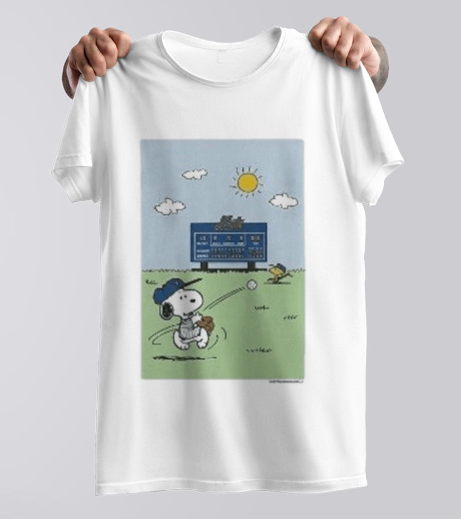 New York Mets Snoopy Peanuts Baseball Collaboration T-Shirt