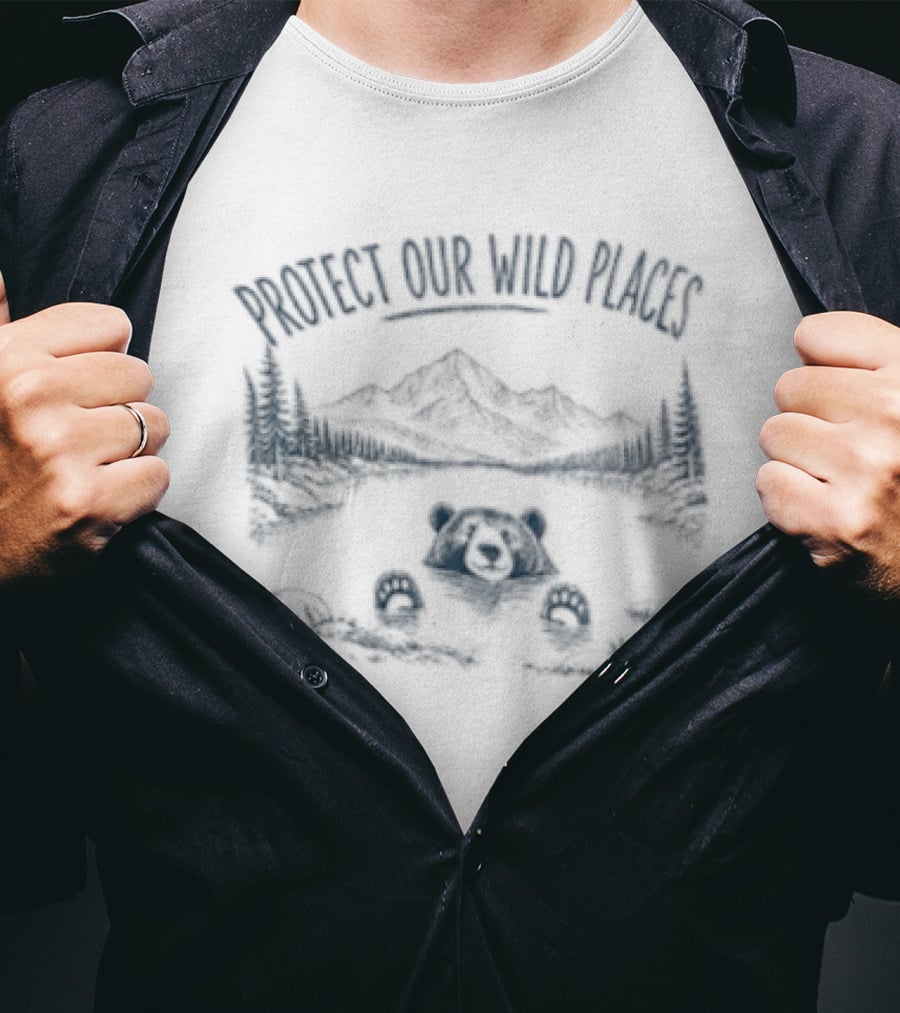 Protect Our Wild Places Bear Mountain Lake Scene T-Shirt