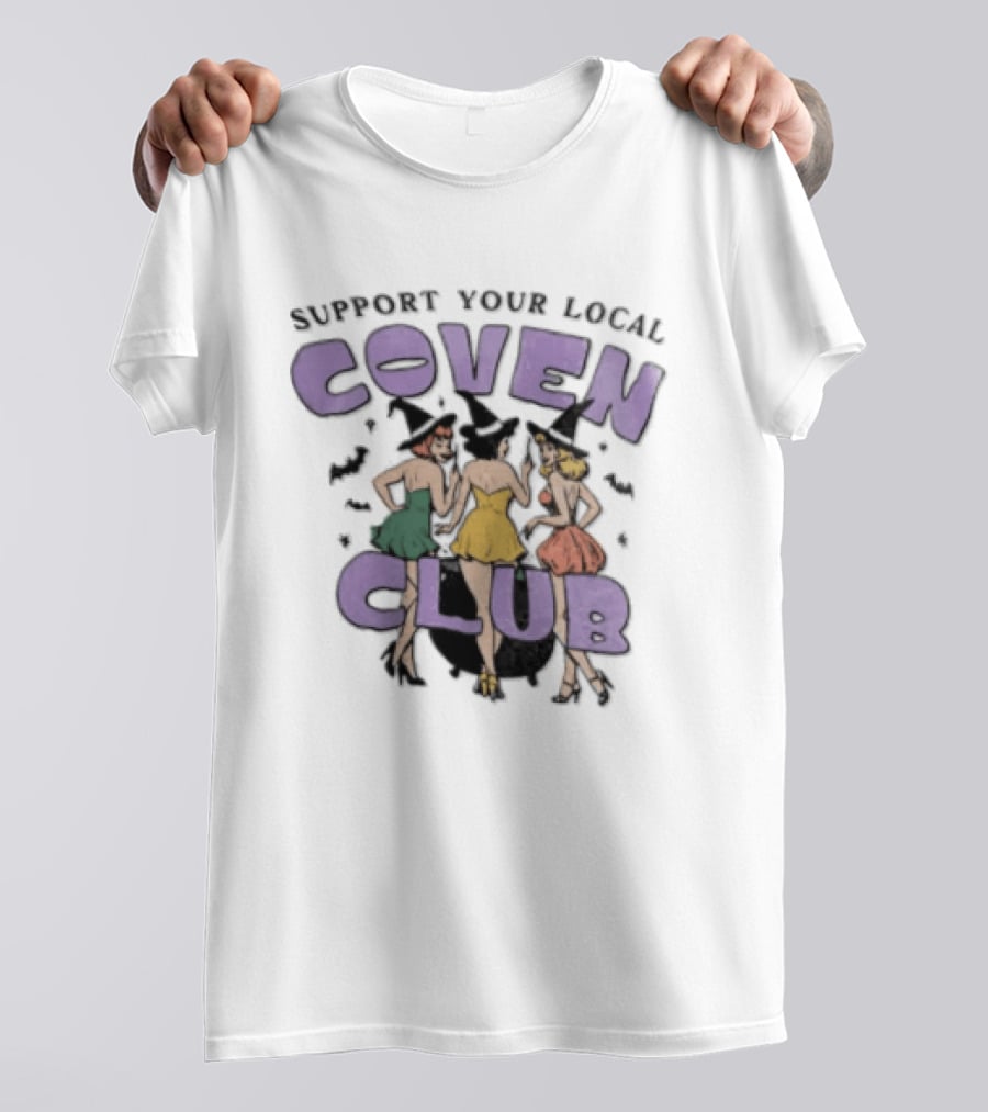 Support Your Local Coven Club Three Witches Vintage Halloween T-Shirt