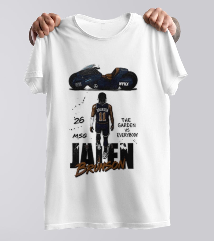 Jalen Brunson 26 The Garden NYKX MSG Vs Everybody Akira Motorcycle T-Shirt