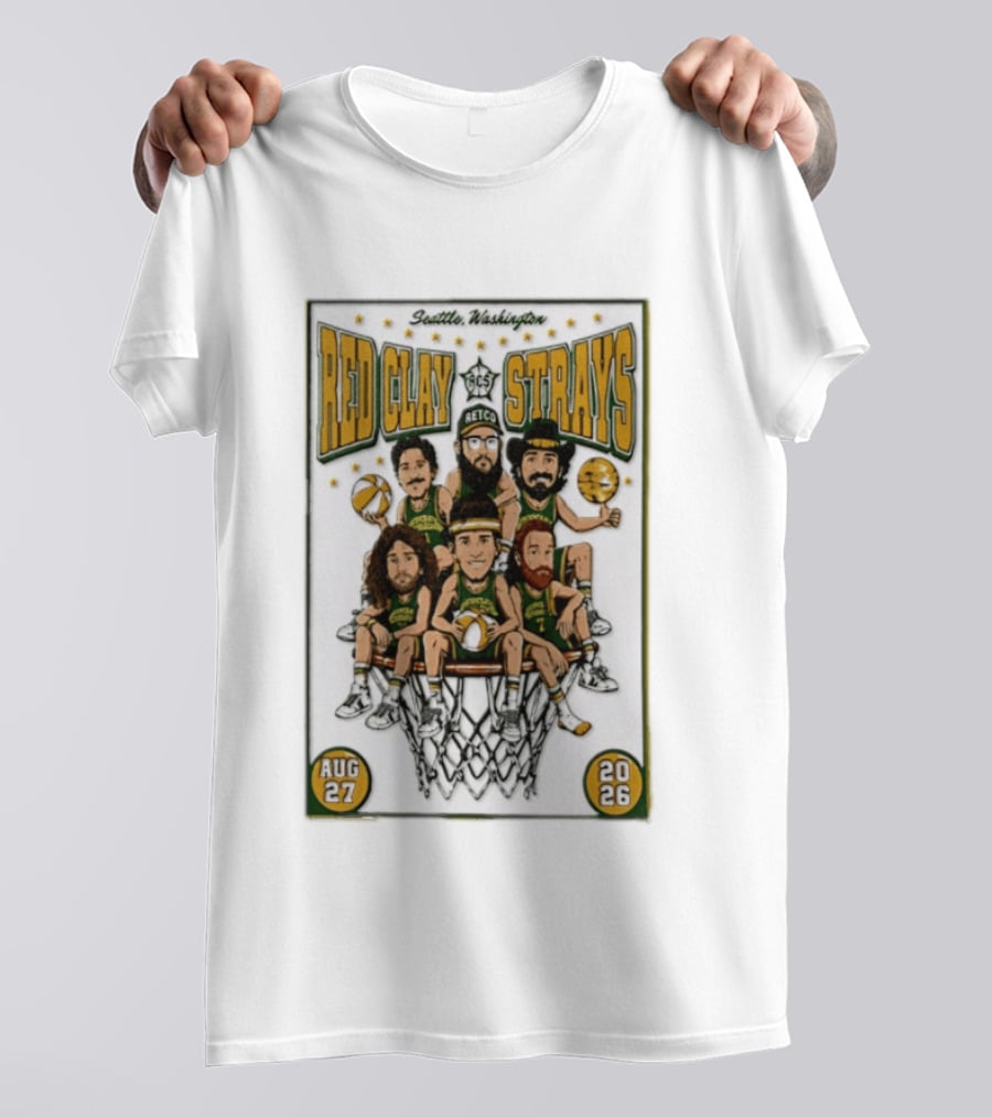 Seattle Washington Aug 27 2026 Red Clay Strays Basketball Tour T-Shirt