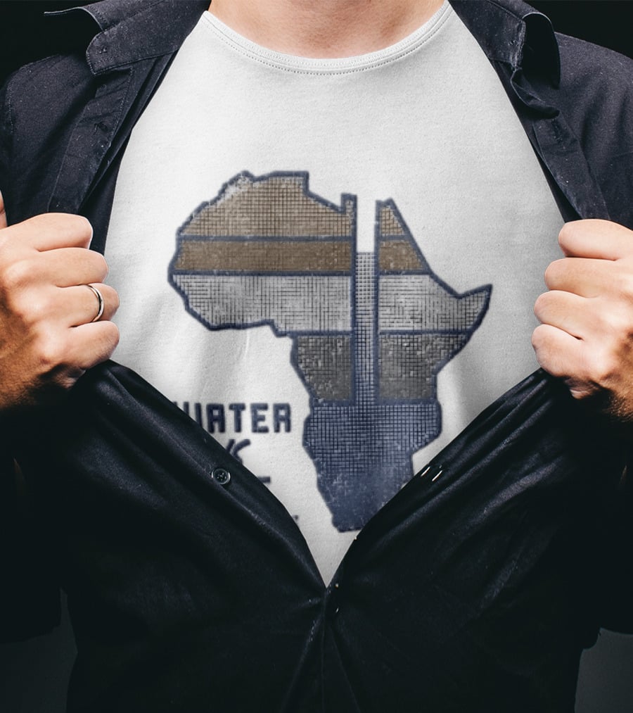 Waterboys Water Is Life Africa Map Mosaic Grid Distressed T-Shirt