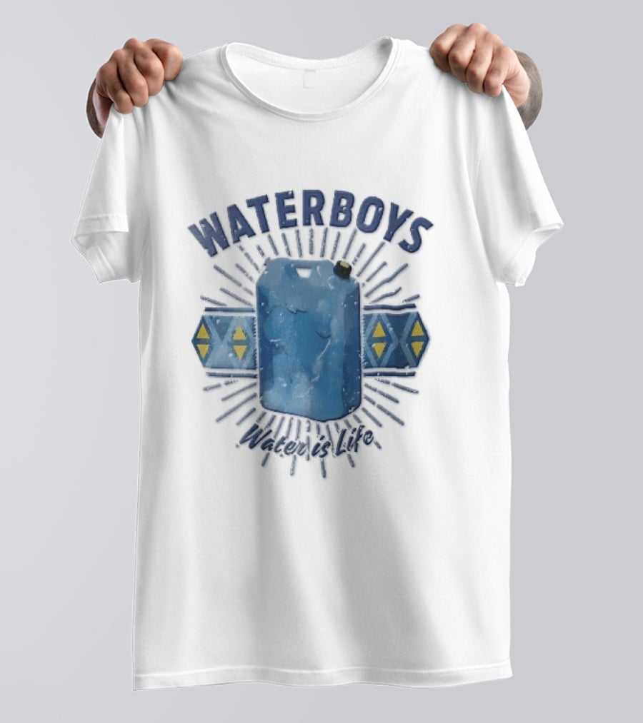 Waterboys Water Is Life Blue Container Geometric Sunburst T-Shirt