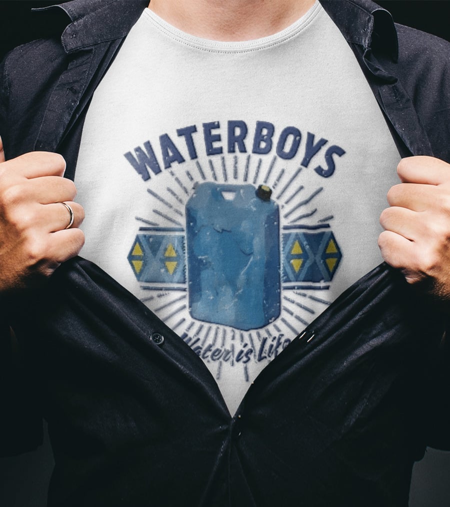 Waterboys Water Is Life Blue Container Geometric Sunburst T-Shirt