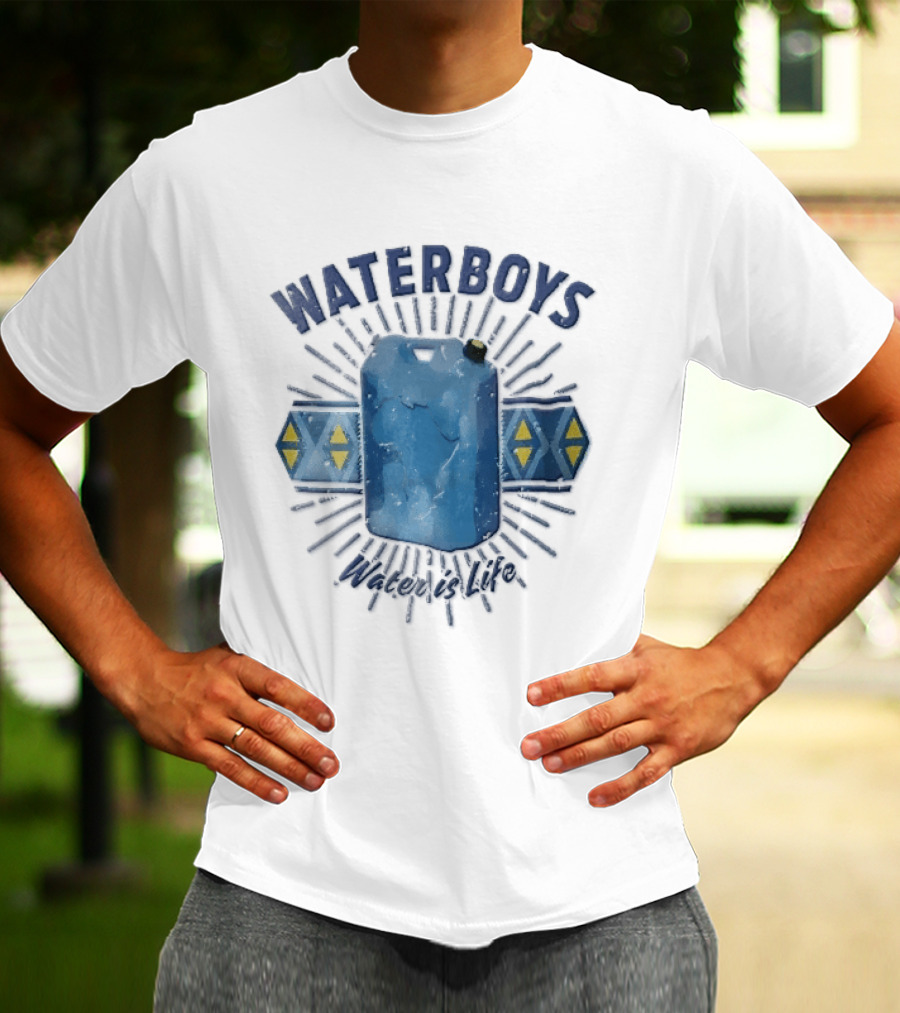 Waterboys Water Is Life Blue Container Geometric Sunburst T-Shirt