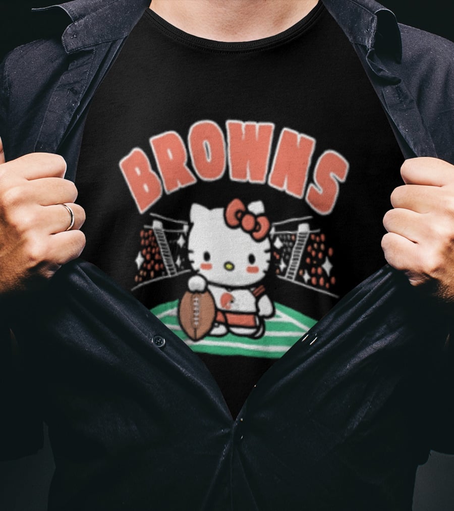 Hello Kitty Football Collaboration With Cleveland Browns T-Shirt