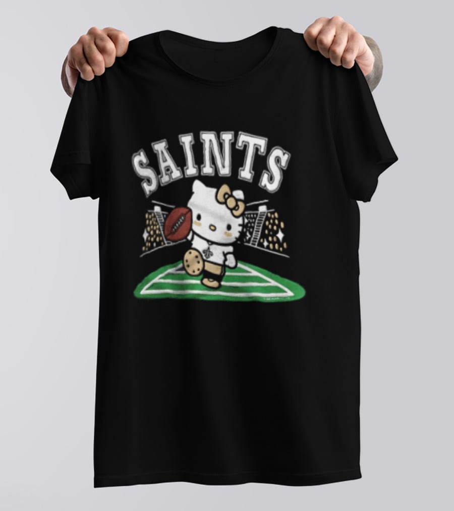 Hello Kitty New Orleans Saints Football Mascot Fan Gear T-Shirt