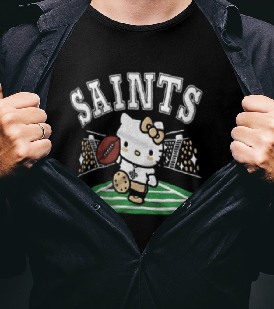 Hello Kitty New Orleans Saints Football Mascot Fan Gear T-Shirt