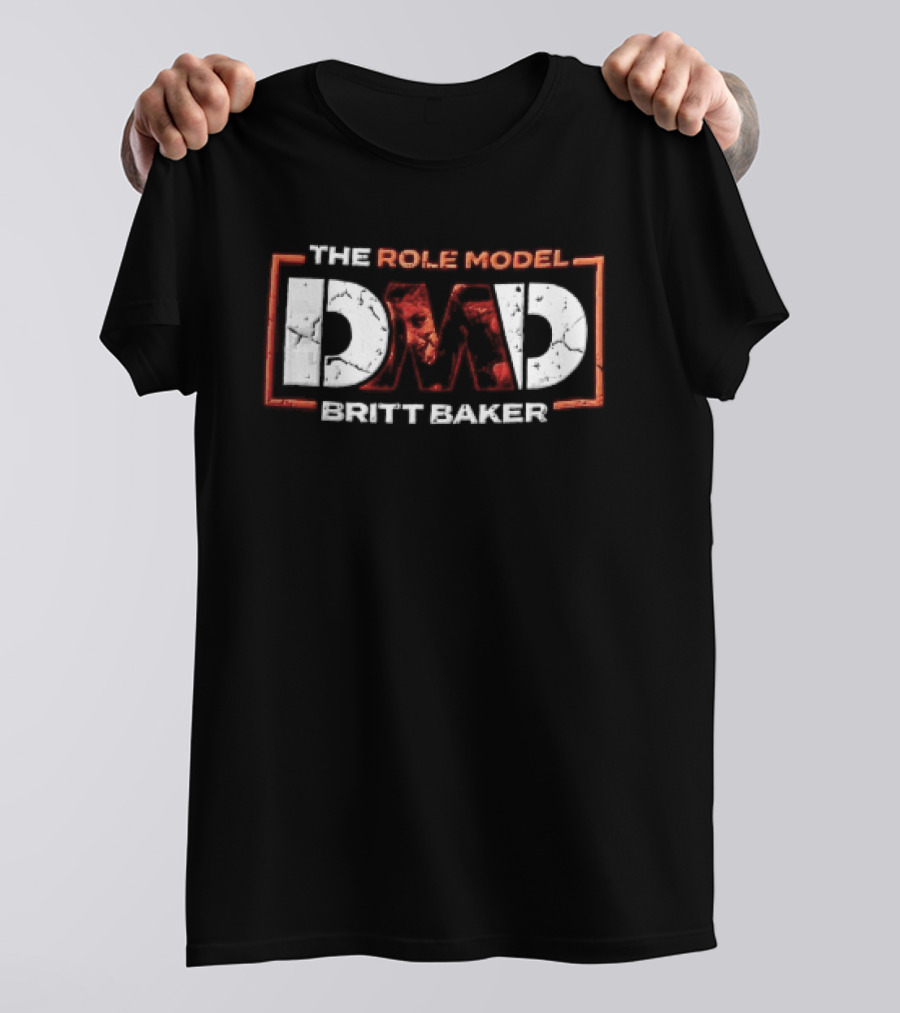 The Role Model DMD Britt Baker Wrestler Photo Inset Orange Box Frame Stencil T-Shirt