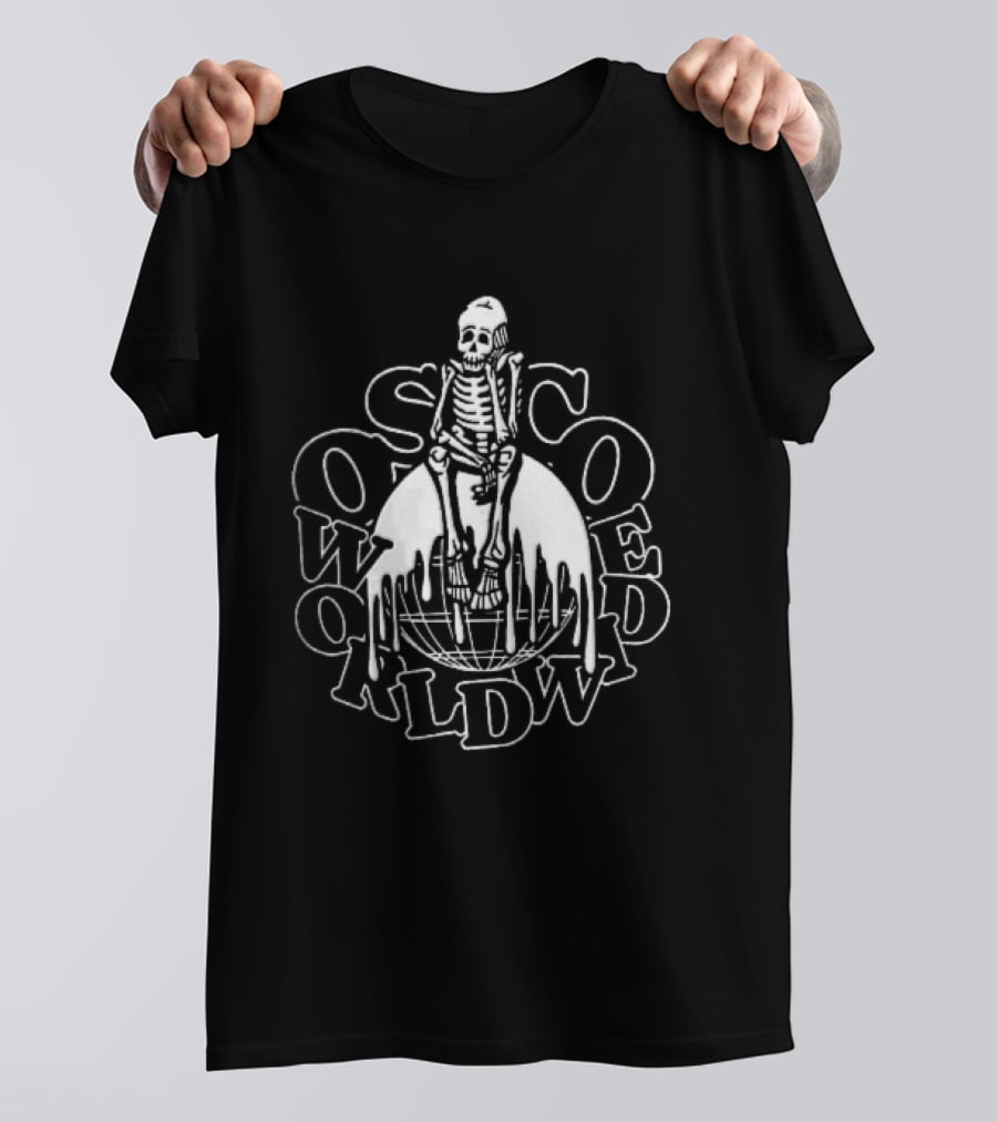 So So Coed Worldwide Skeleton On Dripping Globe KLDW T-Shirt