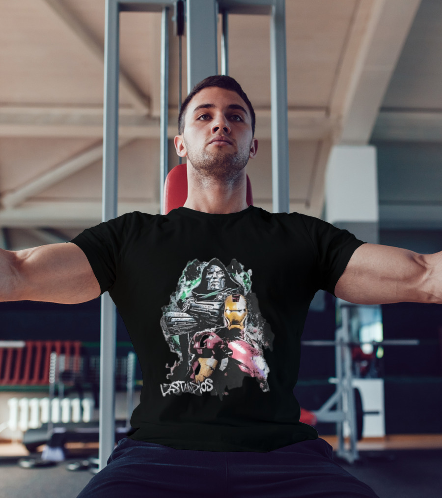 Lastudios Doctor Doom Iron Man Comic Book Dark Green Grunge T-Shirt
