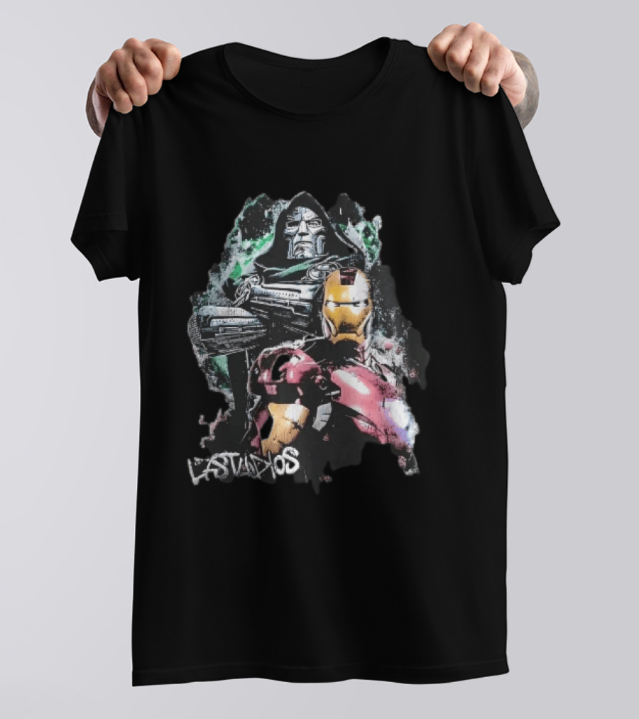 Lastudios Doctor Doom Iron Man Comic Book Dark Green Grunge T-Shirt