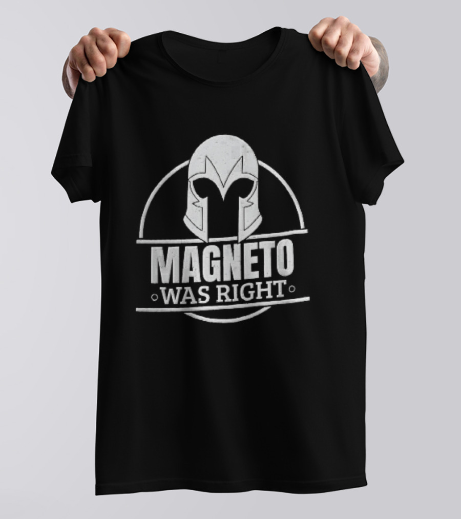 Magneto Was Right Helmet Circular Frame Distressed Grunge T-Shirt