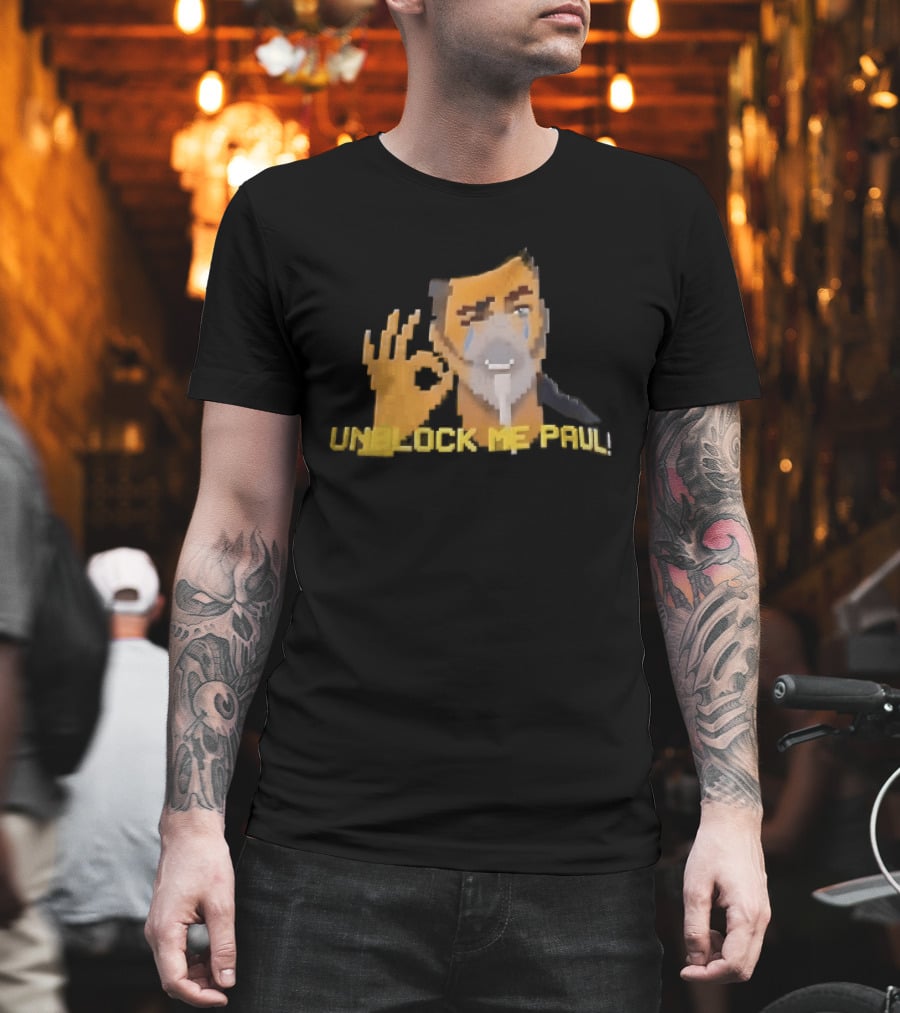 Unblock Me Paul Pixel Art Crying Man OK Hand Gesture T-Shirt