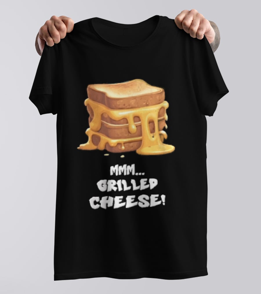 Mmm Grilled Cheese Melting Dripping Stacked Sandwiches Cartoon T-Shirt
