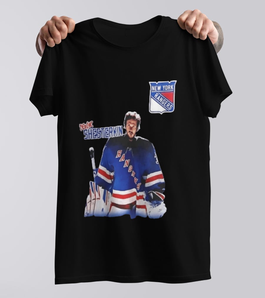 New York Rangers Igor Shesterkin NHL Goaltender Blue Uniform T-Shirt