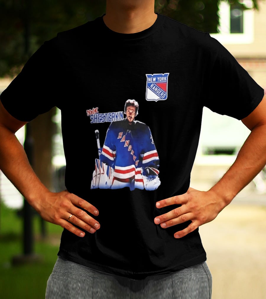 New York Rangers Igor Shesterkin NHL Goaltender Blue Uniform T-Shirt