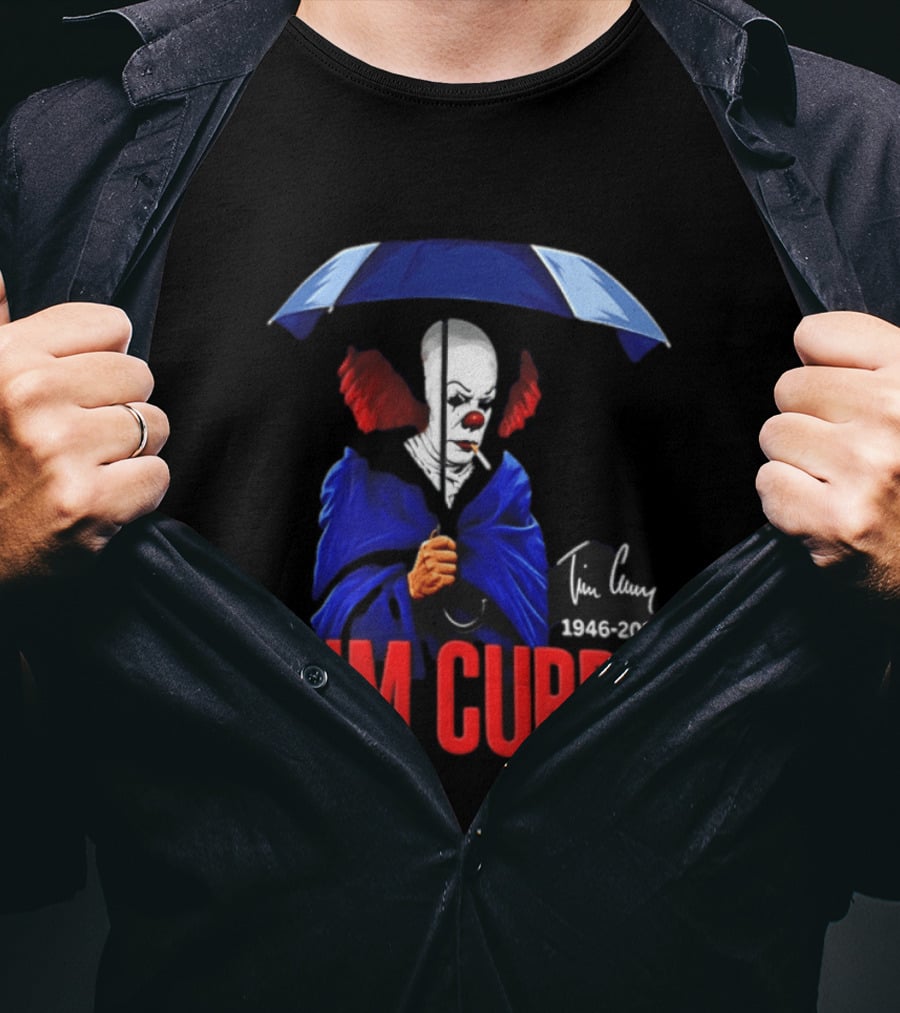 Tim Curry Pennywise 1946 2026 Memorial With Umbrella T-Shirt