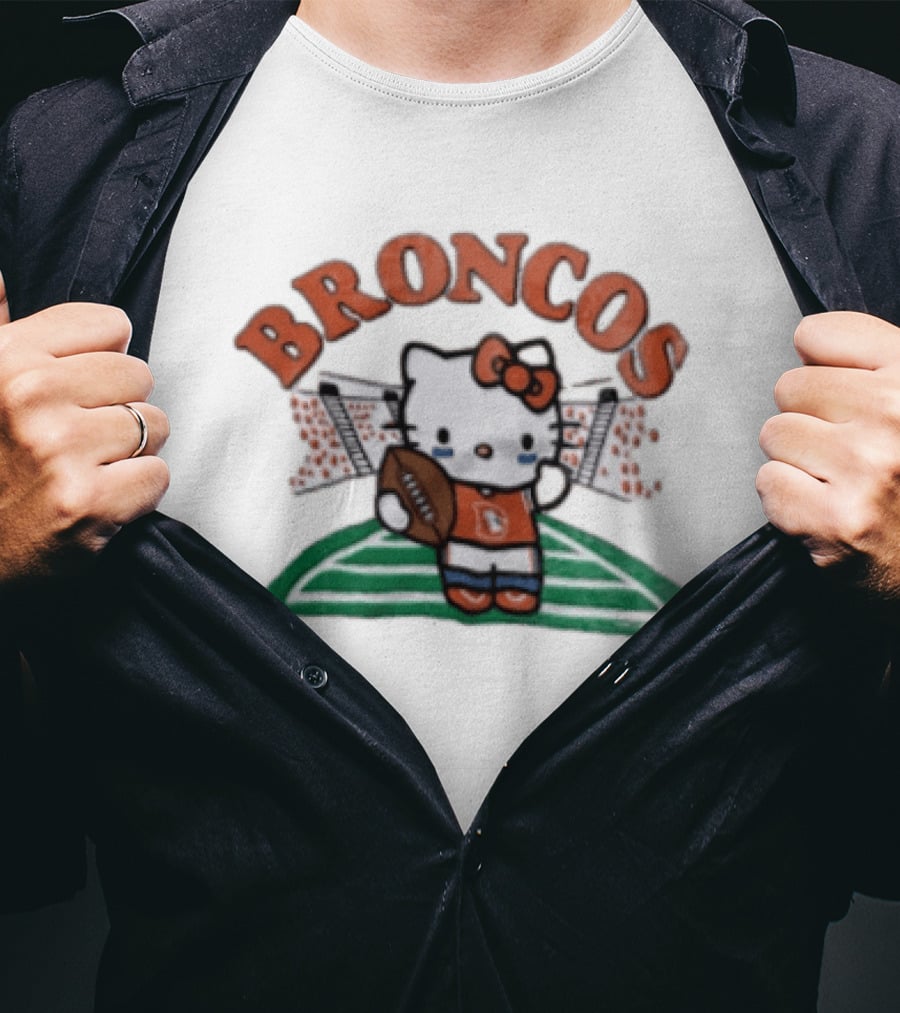 Hello Kitty Broncos Football Collaboration With Denver Team Spirit T-Shirt