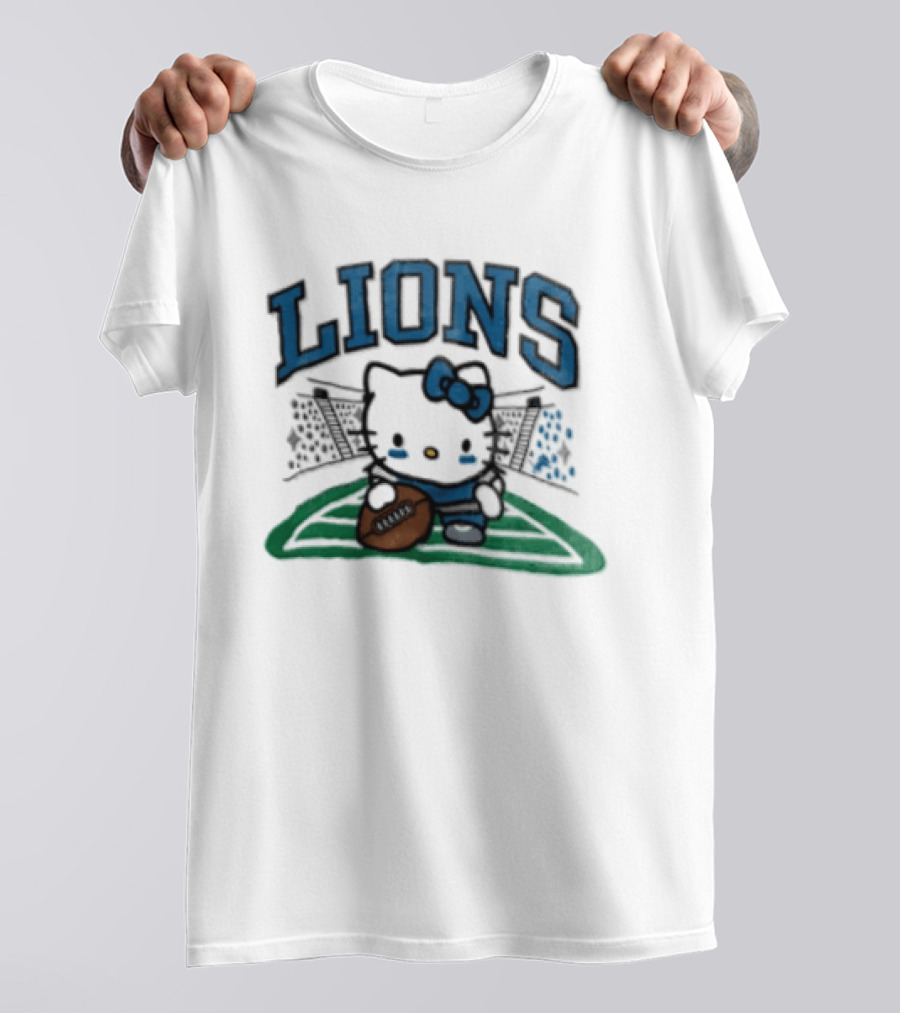 Hello Kitty Detroit Lions Football Collaboration T-Shirt