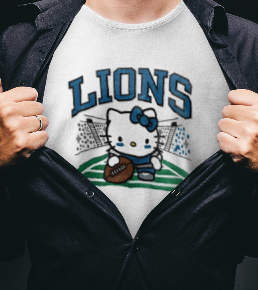 Hello Kitty Detroit Lions Football Collaboration T-Shirt