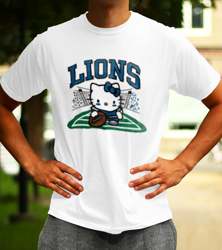 Hello Kitty Detroit Lions Football Collaboration T-Shirt