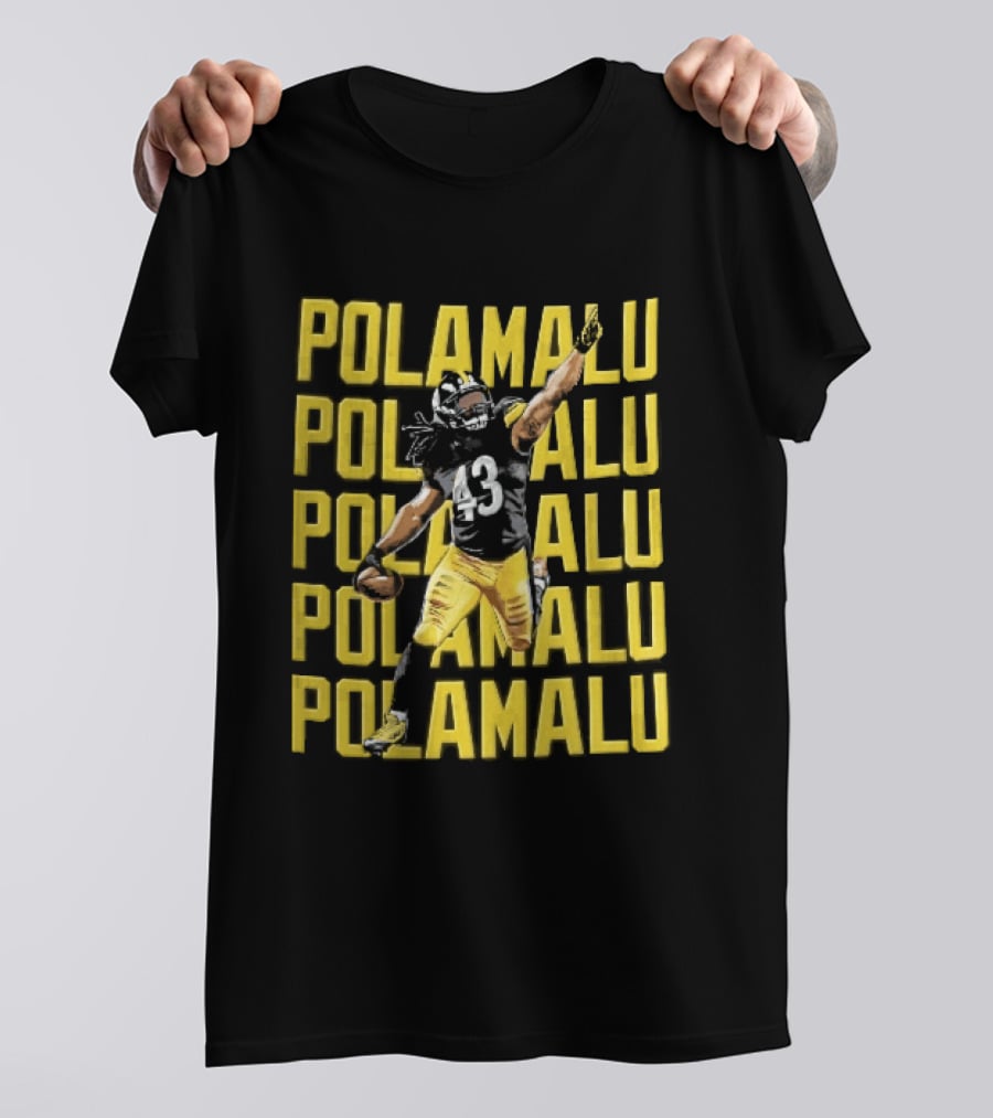 Pittsburgh Steelers Troy Polamalu Football Action Yellow Polamalu T-Shirt