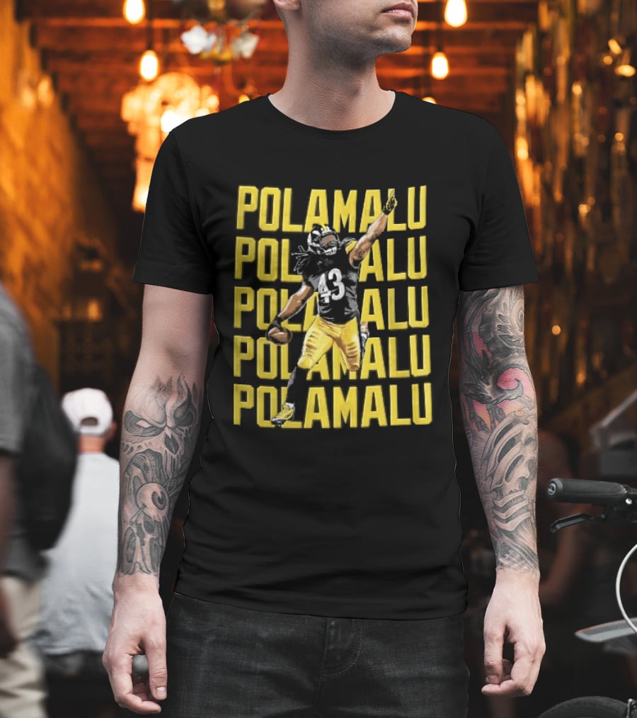 Pittsburgh Steelers Troy Polamalu Football Action Yellow Polamalu T-Shirt