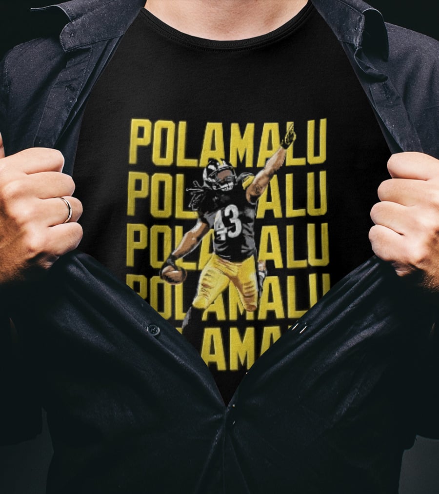 Pittsburgh Steelers Troy Polamalu Football Action Yellow Polamalu T-Shirt