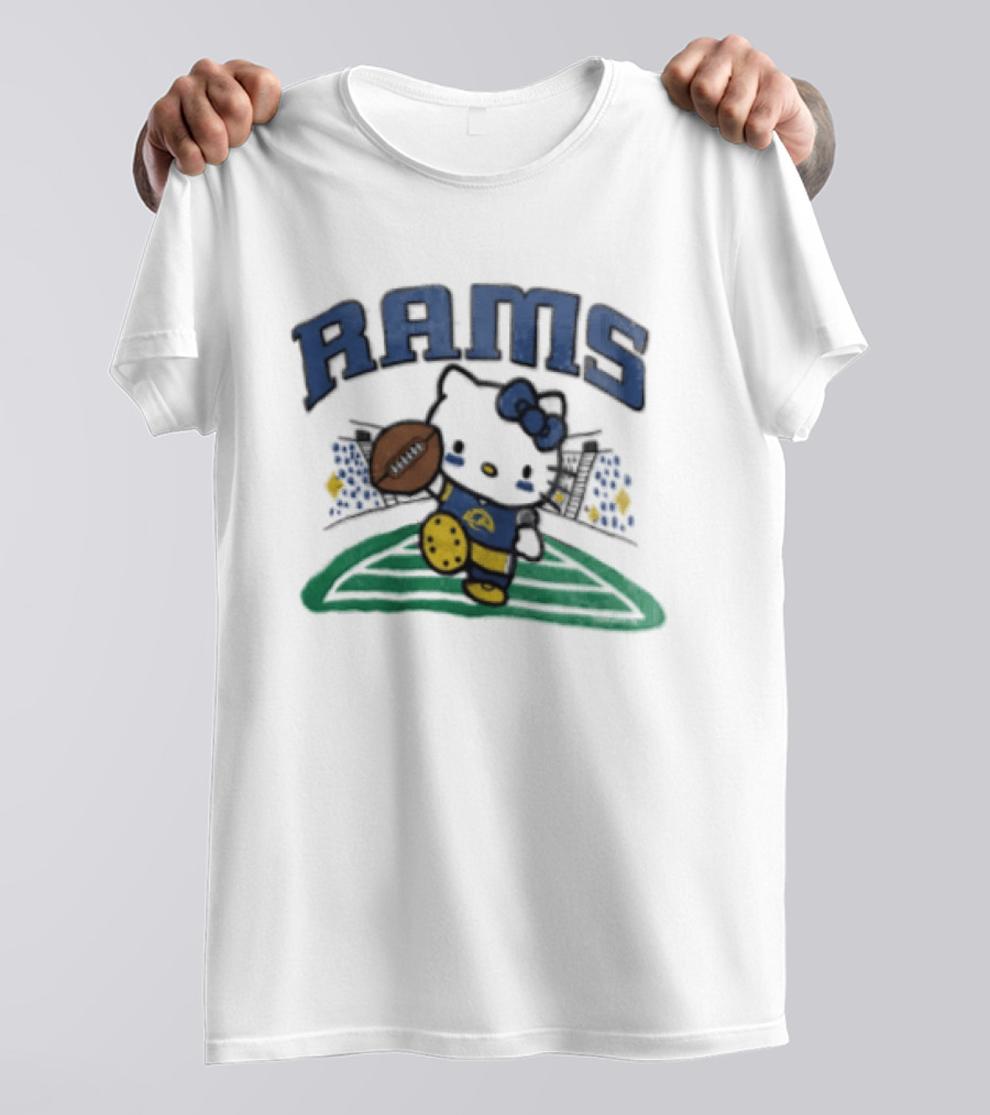 Hello Kitty Los Angeles Rams Football Collaboration Touchdown T-Shirt