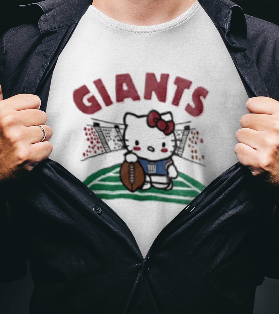 Hello Kitty New York Giants Collaboration Football Themed Holder T-Shirt