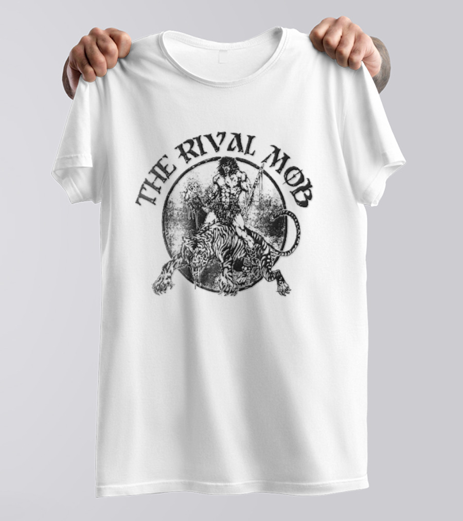 The Rival Mob Barbarian Riding Saber Toothed Tiger Distressed T-Shirt