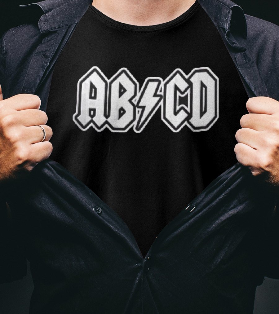AB CD Heavy Metal Band Font Lightning Bolt T-Shirt