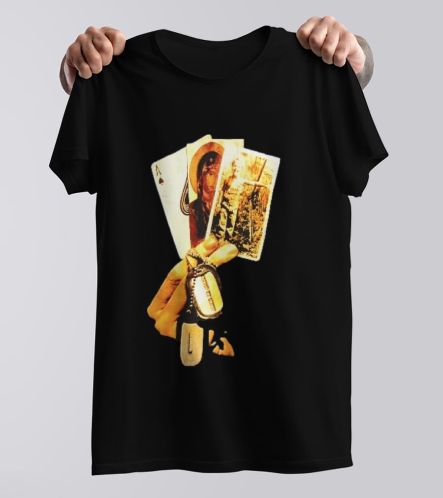 Ace Of Spades Virgin Mary Soldier Photograph Dog Tags T-Shirt
