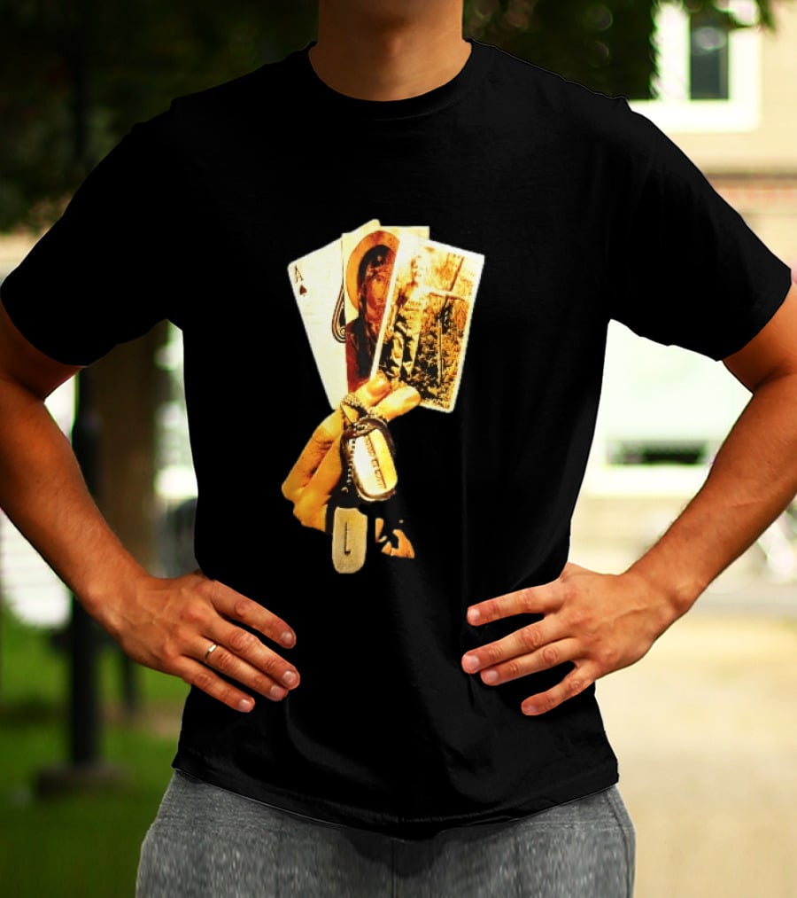 Ace Of Spades Virgin Mary Soldier Photograph Dog Tags T-Shirt