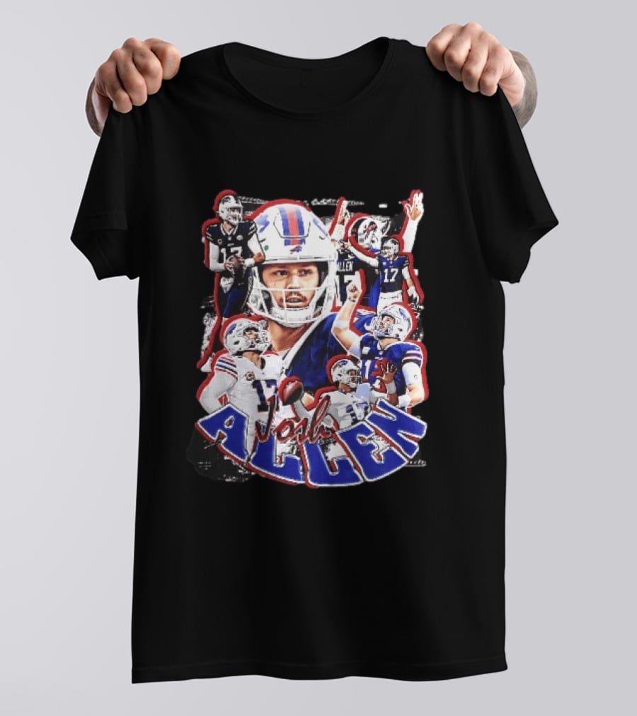 Buffalo Bills Josh Allen Action Collage Football Player T-Shirt