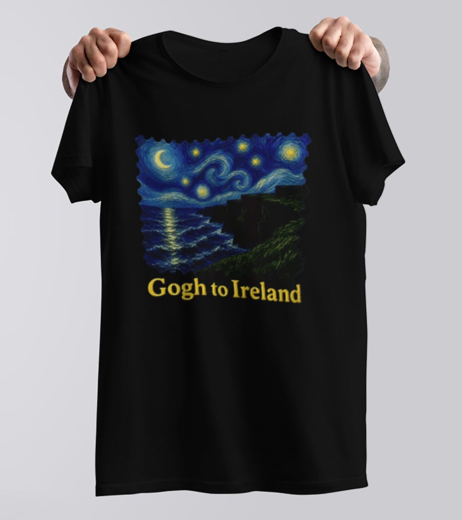 Van Gogh Starry Night Cliffs Overlook Gogh To Ireland T-Shirt