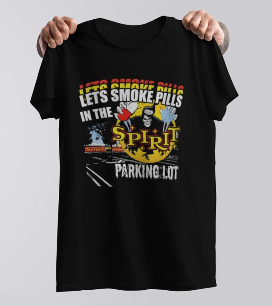 Let's Smoke Pills In The Spirit Halloween Parking Lot Grim Reaper Skeleton Holding Capsule Yellow Flames T-Shirt