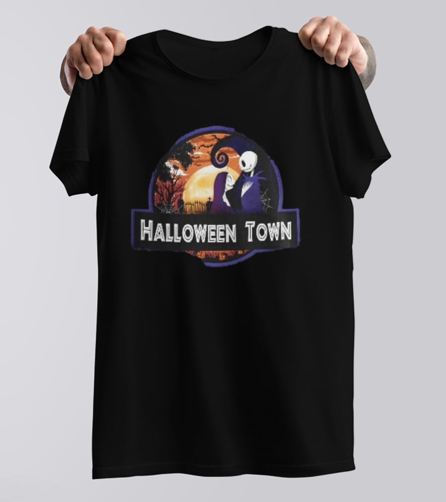 Halloween Town Jack And Sally Graveyard Scene Moonlit T-Shirt