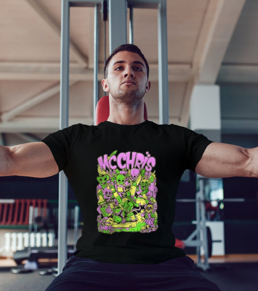 MC Chris Cartoon Characters Party Alien Boombox Fun T-Shirt