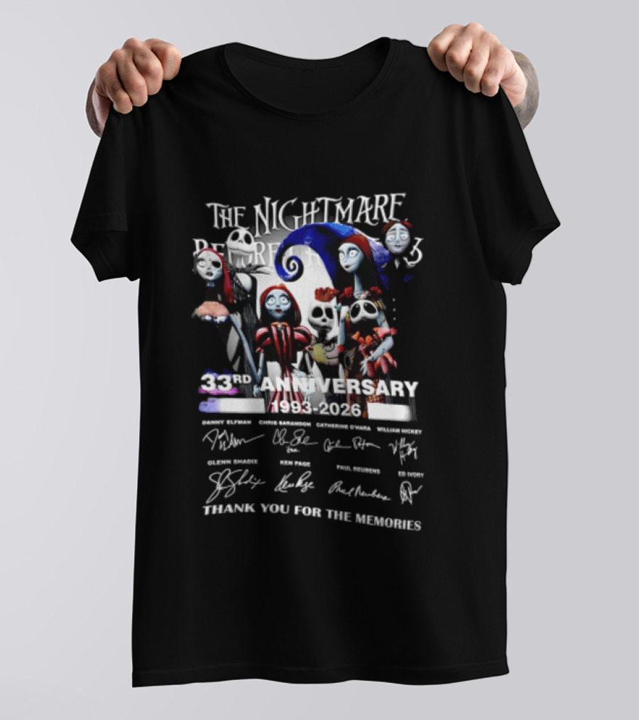 The Nightmare Before Christmas 33rd Anniversary 1993 2026 Thank You For The Memories T-Shirt