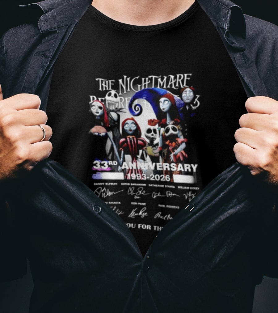 The Nightmare Before Christmas 33rd Anniversary 1993 2026 Thank You For The Memories T-Shirt
