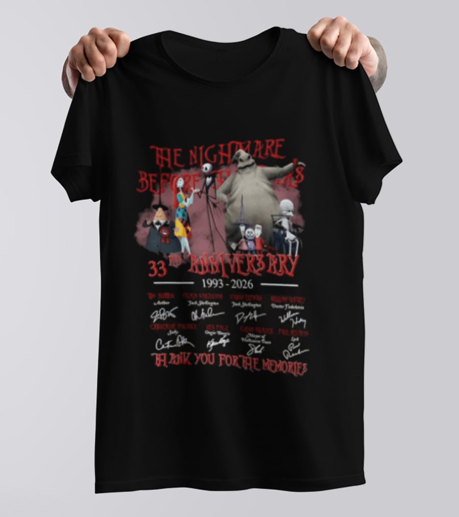 The Nightmare Before Christmas 33rd Anniversary 1993 2026 Thank You For The Memories T-Shirt