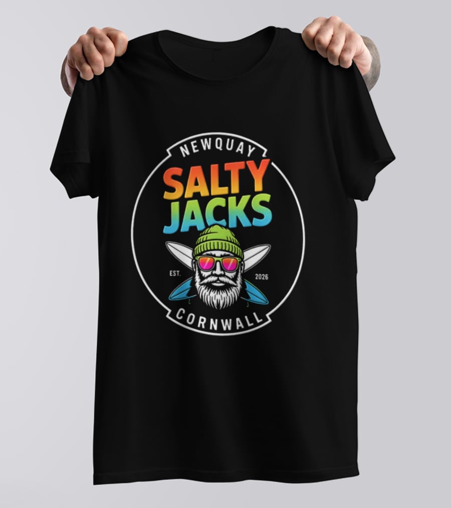 Newquay Salty Jacks Surf Shack Cornwall Est 2026 T-Shirt