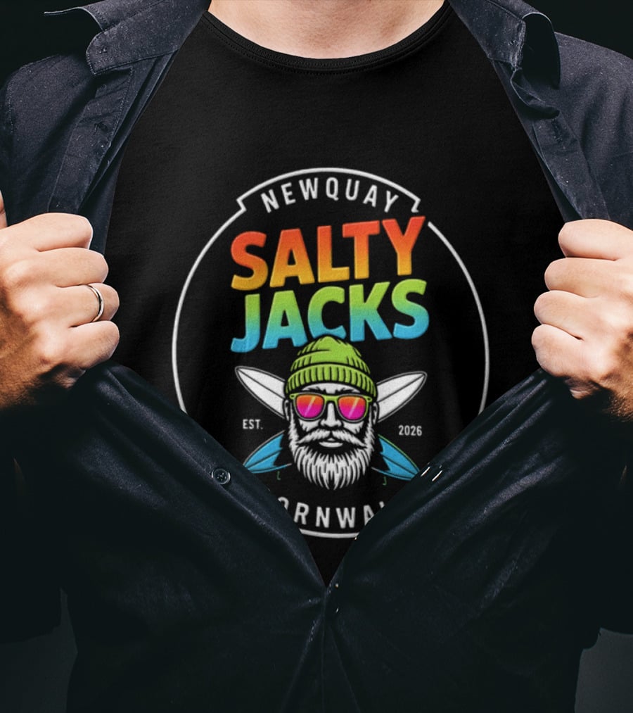 Newquay Salty Jacks Surf Shack Cornwall Est 2026 T-Shirt